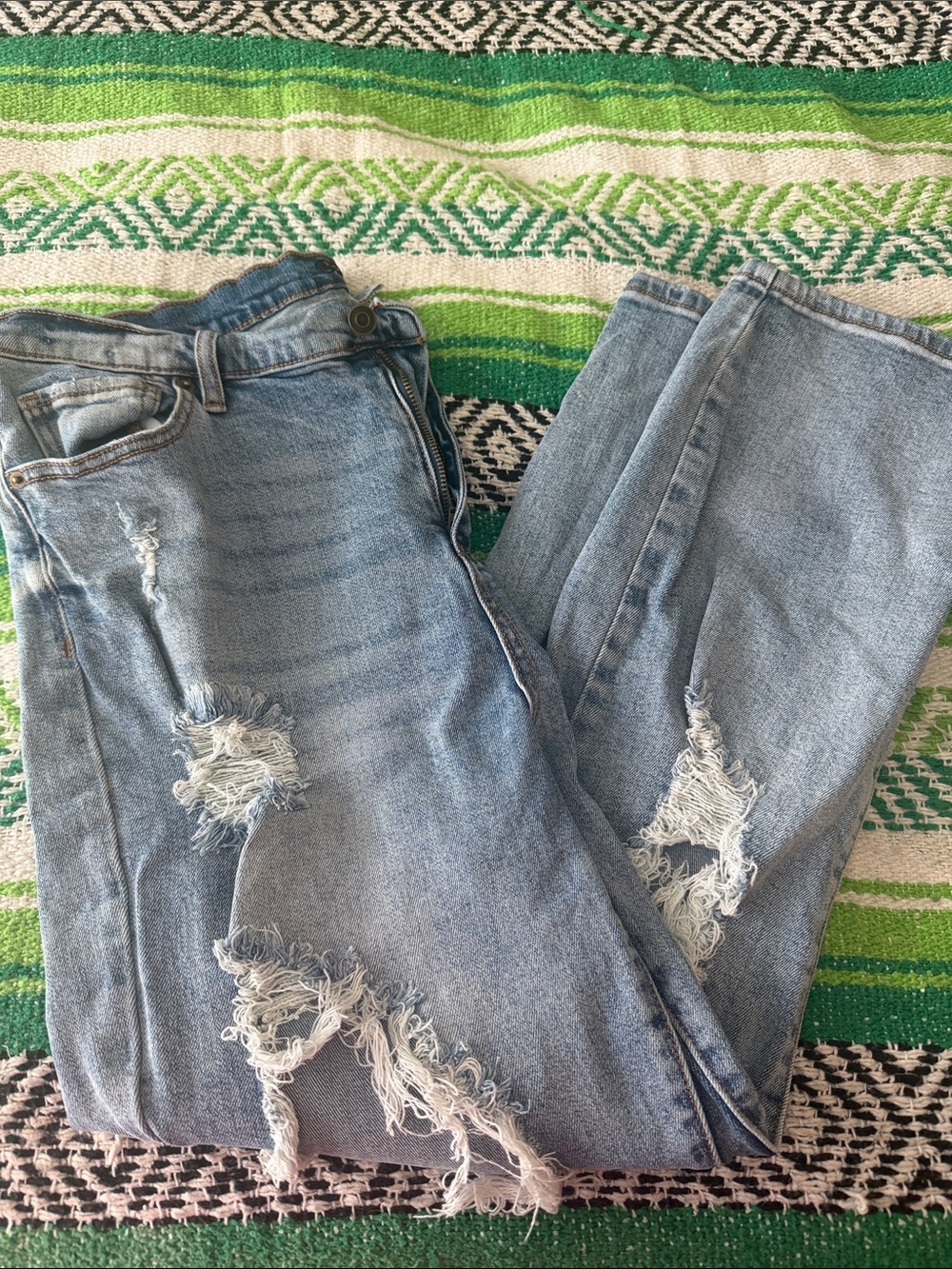 Fashion Nova Light Blue Distressed Boyfriend Jeans